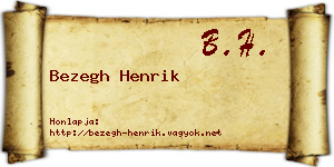 Bezegh Henrik névjegykártya